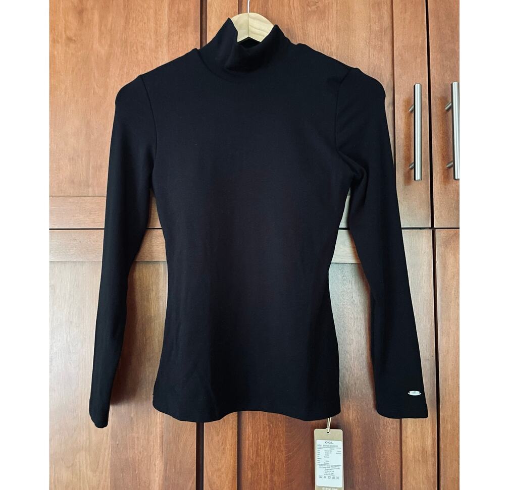 OGL Brami Top Turtleneck Long Sleeve Eco Mousse Black Size Small NEW